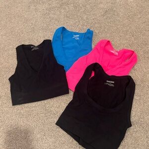 4 pack Garage Crop Tops - Black, Blue, Pink